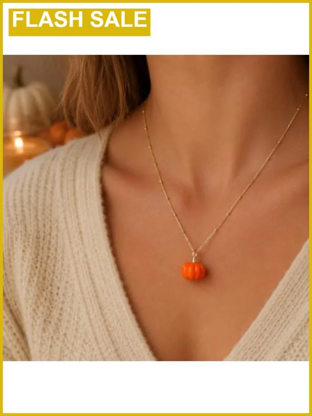 Pumpkin Pendant Necklace Gold Tone Beaded Satellite Chain Thanksgiving